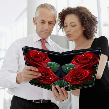 Photo Album 4x6 120 Pockets Photos with Elastic Band, PU Leather Photo Books Small Mini Capacity Picture Album for Family Wedding Travel Anniversary Baby Vacation Pictures, Red Rose Flowers - color: Red Rose Flowers