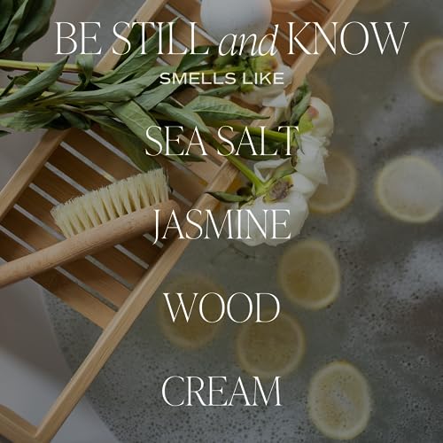 Sweet Water Decor, Be Still and Know, Sea Salt, Jasmine, Cream, and Wood Scented Soy Wax Candle for Home - Christian Candle Gifts for Women - 9oz Clear Jar, 40 Hour Burn Time, Made in the USA - style: Be Still and Know