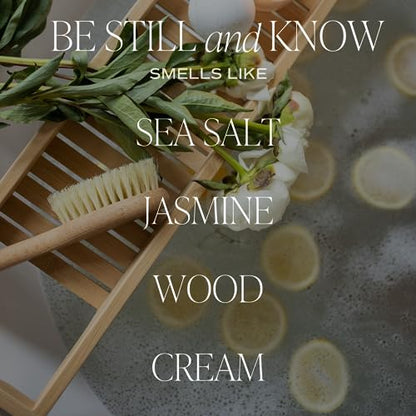 Sweet Water Decor, Be Still and Know, Sea Salt, Jasmine, Cream, and Wood Scented Soy Wax Candle for Home - Christian Candle Gifts for Women - 9oz Clear Jar, 40 Hour Burn Time, Made in the USA - style: Be Still and Know