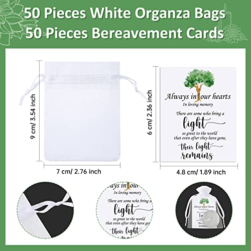 50 Set Funeral Party Favors Memorial White Candles Unscented Funeral Gifts Tealight Candles with Condolence Bereavement Cards and Organza Bags for Guest Celebration of Life Decorations (Classic) - style: Classic