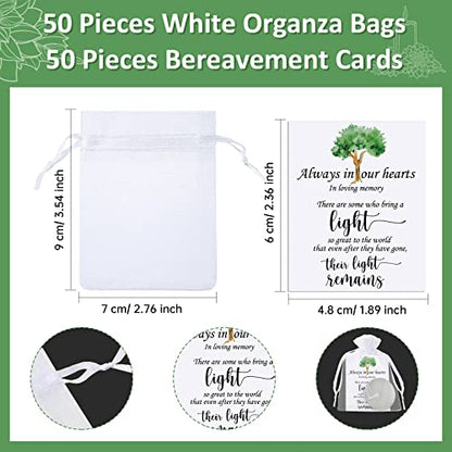 50 Set Funeral Party Favors Memorial White Candles Unscented Funeral Gifts Tealight Candles with Condolence Bereavement Cards and Organza Bags for Guest Celebration of Life Decorations (Classic) - style: Classic