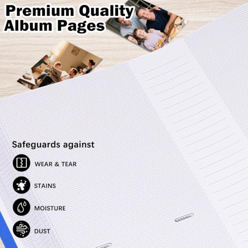 600 Pocket 4x6 Photo Album with Writing Space, Linen Cover, Blue - color: 600 Pockets Blue