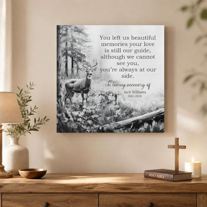 KiKiLuna Personalized in Loving Memory Deer Forest Memorial Canvas Wall Art - color: Design 5