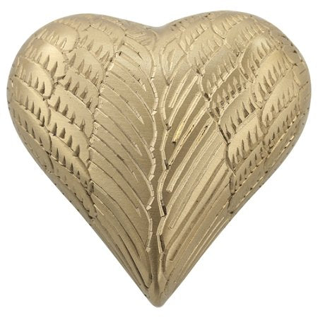 Angel Wings Gold Keepsake Cremation Urn for Ashes, Brass, Gold Heart Shaped Urn, Keepsake Sized Cremation Urn, 3 Inches Wide - color: Angel Wings - Gold