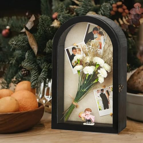11x16 Shadow Box Frame with Plexiglass, Deep Shadow Box Frame with Linen Back and Removable Shelves,Wood Glass Display Case for Medals, Photos, Memorabilia, Awards,4" Depth (Black) - color: Black