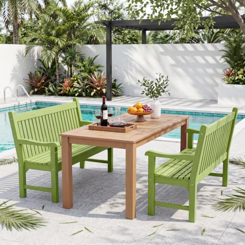 2-Person Outdoor Bench with 700 Lbs Weight Capacity, Dark Green | Poly Lumber Weatherproof Garden Bench Seating for Porch, Balcony and Park, All-Weather Patio Bench Furniture - color: Dark Green
