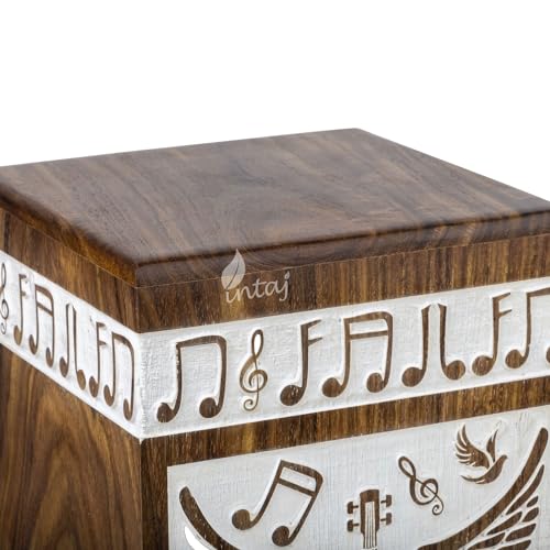 Guitar Wings Wooden Keepsake Urn for Human Ashes, 20 Cu in, White - color: Antique White, size: Keepsake (20 lbs)