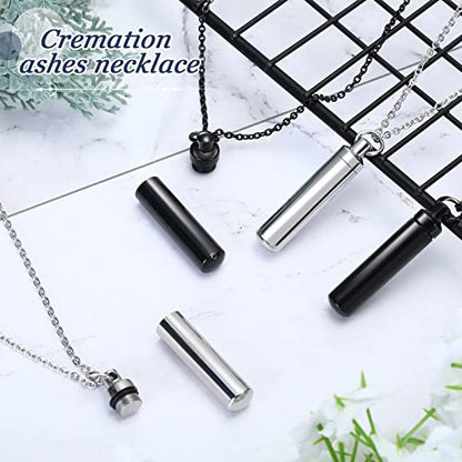 Yaomiao 10 Pcs Urn Necklace for Ashes Cremation Jewelry,Black, Silver - color: Black, Silver