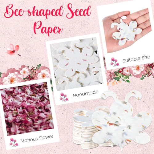 Dunzoom 50 Pcs Plantable Seed Paper Tags Wildflower,Bee Shape - style: Bee Shape
