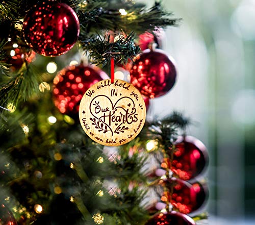 PETCEE Christmas in Heaven Ornaments - 3" Memorial Christmas Ornament We Will Hold You in Our Hearts Until We Can Hold You in Heaven Hanging Xmas Trees Ornaments Decorations Sympathy Gifts