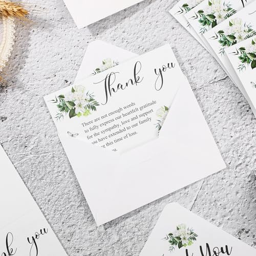 Marspark 25 Pack Sympathy Thank You Cards for Funeral with Envelopes Sticker and Message Memorial Bereavement Postcards for Loved Ones Family Friends Celebration of Life(Lily) - style: Lily