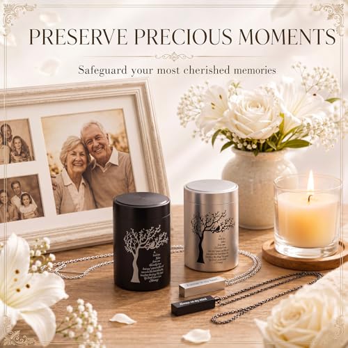 8 Sets Family Tree 3 Inches Urns Necklace for Human Ashes Small Cremation Urn Keepsake of Loved One Pet Ash Holder for Sharing Memorial a Limb Has Fallen from The Family Tree (Stylish)