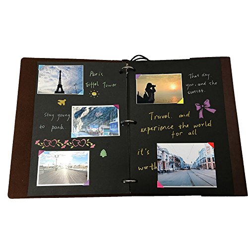 ZEEYUAN Scrap Book Leather Photo Album Family Scrapbook Memory Photo Book 60 Pages, Mothers Day Gift for Mom Mother Scrapbook/Anniversary/Valentines Gifts (Gray) - color: Gray