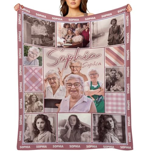 Artsadd Personalized Blanket in Memory of Mother Father, Custom Throws with Picture Text Name, Memorial Gift for Loss of Loved One,Remembrance Gift - color: Multi Photos+multi Names 01