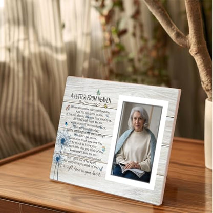 Letter from Heaven Memorial Picture Frame, Sympathy Gifts Bereavement Gifts for Loss of Loved One, In Loving Memory Photo Frame Gift, Memorial Condolences Remembrance Mother Father Gift 4x6 in