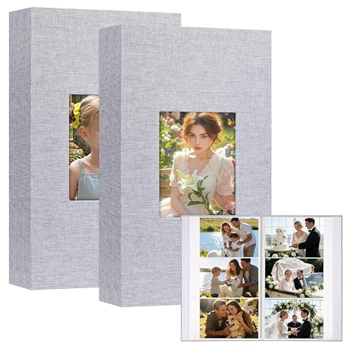 Aevdor 2 Pack 4x6 Photo Albums, Holds 600 Photos, Linen Cover, Grey - color: 2 Pack Grey