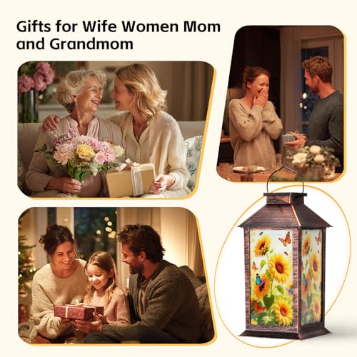 Homemory Solar Hanging Lanterns Outdoor Waterproof Sunflower LED Lights - style: Sunflower