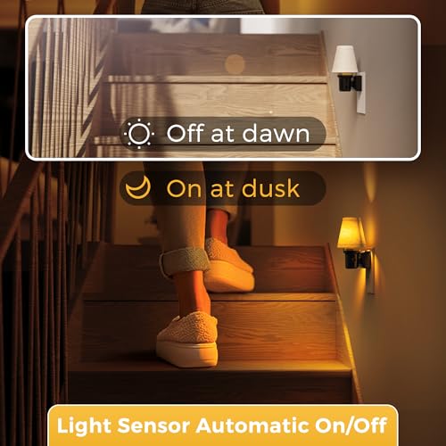 L LOHAS LED Night Lights Plug into Wall, Linen Fabric Night Light - color: Round Platform-Amber, size: 2 Pack