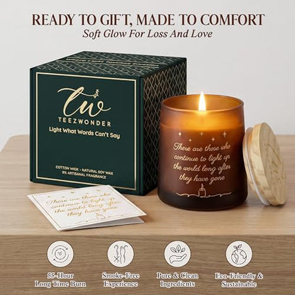 Sympathy Gifts for Loss of Loved One - Scented Candle 10 oz | Memorial Gifts for Loss of Mother Dad, Breavement Grief Gifts, Vanilla Lavender Long Lasting Burn Candle, Ready To Gift
