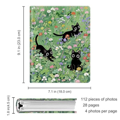 Fintie Photo Album 4x6 Photos - 112 Pockets Wallet Albums Memory Book | Vegan Leather Cover, 4X6 Picture Keepsakes, Family/Wedding/Travel Memory Book, Baby/Kids/Boys/Girls Gift, Black Cats - color: black cats