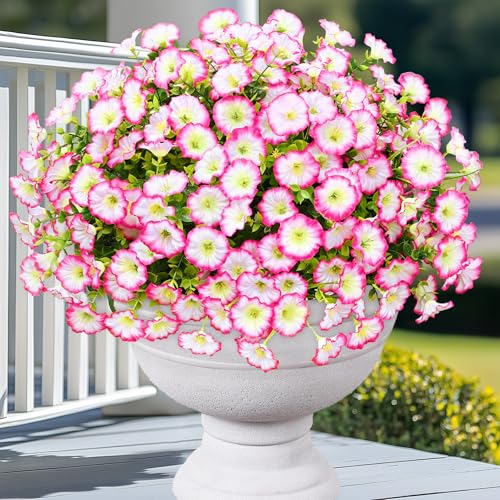 14 Bundles Artificial Flowers for Outdoors, Fake Outdoor Flowers(Pink) - color: Pink, size: 14 Bundles