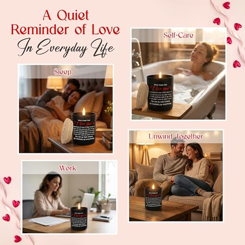 Anniversary Couple Gifts - Vanilla Lavender Candle 10 oz | Gifts for Him Her, I Love You Message, Long Lasting Burn, Soft Scented Glow, Glass Jar With Lid, Ready To Gift - color: I Love You