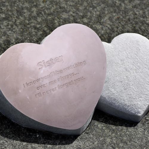 Wowser Heart Shaped Memorial Stone, Sympathy Gift, Remembrance Garden Accent, 6 Inches (Sister)
