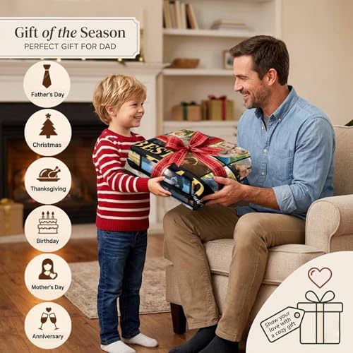Father's Day Custom Blanket Personalized Photo Blanket Dad Blankets Best Dad Ever 10 Photos Customized Flannel Blanket Birthday Fathers Day for Papa Grandpa Men Gifts from Daughter Son Wife - color: Dad02