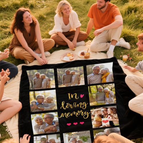 Personalized Memorial Photo Blankets,Blanket with Pictures Customized in Memory of Loved One Gifts - color: Color 24