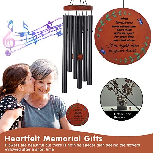 Memorial Wind Chimes for Loss of Mother or Father – Personalized Sympathy Wind Chimes for Outside, Bereavement Gifts for Loss of Loved One, Unique Outdoor Remembrance Gifts - size: Black - Round Design