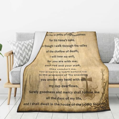 Psalm 23 Gifts Blanket for Women Christian Gifts Faith Bible Religious Gifts Christian Inspirational Blankets Soft Flannel Throw Blanket 80"X60" - color: Psalm 23, size: 80"x60"