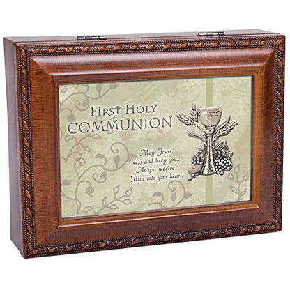 Cottage Garden Inspirational Music Box - Communion Plays Ave Maria with Woodgrain Finish