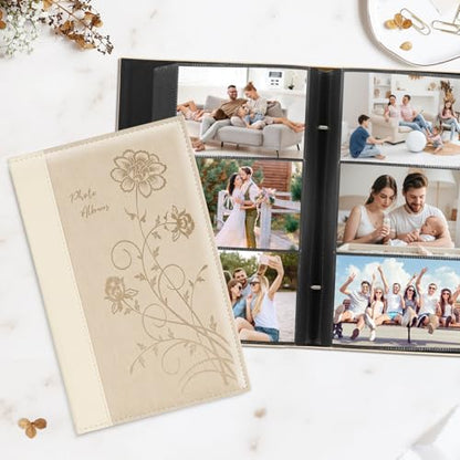Artmag Photo Album 4x6 300 Photos, Extra Large Capacity Leather Cover Wedding Family Photo Albums Holds 300 Horizontal 4x6 Photos(Beige) - color: Beige, size: 300 Pockets