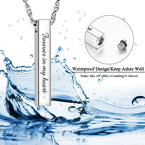 abooxiu Urn Necklace for Human Ashes Cremation Jewelry for Ashes Stainless Steel Keepsake Ashes Necklace Memorial Urn Jewelry Pendant for Women Men - Forever in my heart - style: Silver-engraving