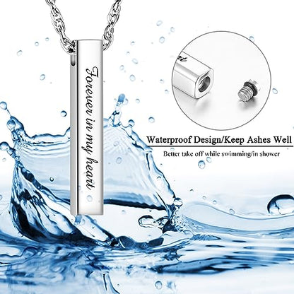 abooxiu Urn Necklace for Human Ashes Cremation Jewelry for Ashes Stainless Steel Keepsake Ashes Necklace Memorial Urn Jewelry Pendant for Women Men - Forever in my heart - style: Silver-engraving