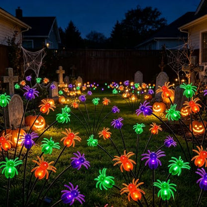 4Pack Spider Solar Halloween Decorations,Solar Firefly Swaying Lights - color: Spider Light