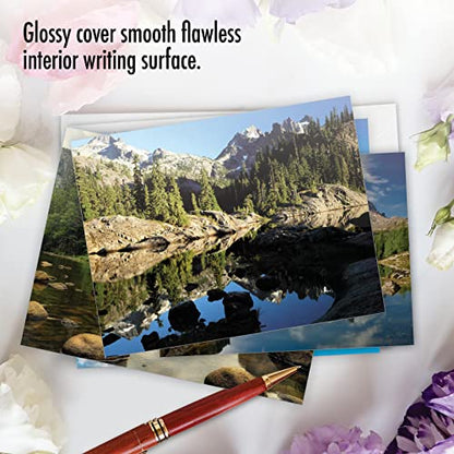 The Best Card Company - Box of 10 All Occasion Cards Blank (4 x 5.12 Inch) - Scenic Landscape Cards Assorted - Reflections M1728BN - style: Reflections