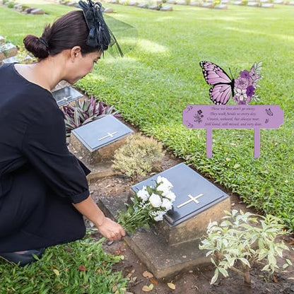Rngmsi Metal Purple Butterfly Memorial Garden Grave Stake Loss Loved One | Metal Purple Butterfly Memorial, Loss Loved One, Cemetery Yard - style: Butterfly
