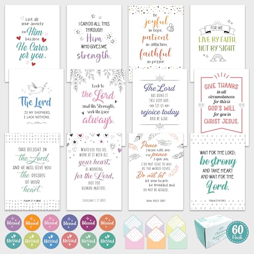 Decorably 60 Pack Inspirational 5x7in Christian Greeting Cards