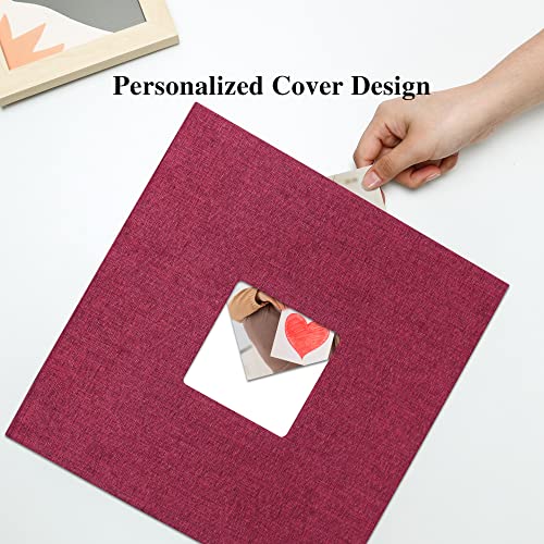 Vienrose Large Photo Album Self Adhesive for 4x6 8x10 Pictures Linen Scrapbook Album DIY 40 Blank Pages with A Metallic Pen - color: Red, size: 11"x10.6" 40Pages