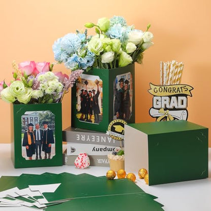 15 Pack Graduation Box Centerpieces for Table 6/7 In Photo Display - color: Green