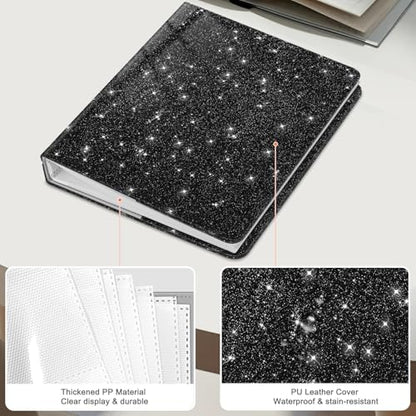 Fintie Photo Album 4x6 Photos - 112 Pockets Wallet Albums Memory Book | Vegan Leather Cover, 4X6 Picture Keepsakes, Family/Wedding/Travel Memory Book, Baby/Kids/Boys/Girls Gift, Glittering Black - color: Glittering Black