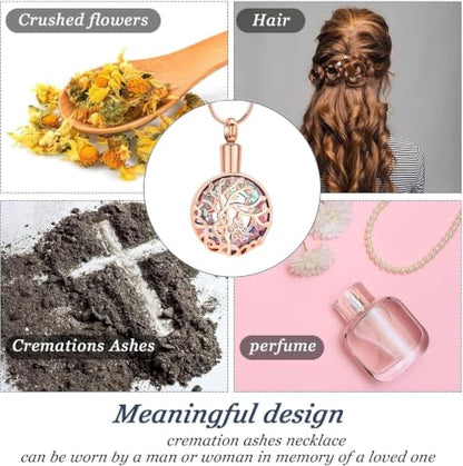 zeqingjw Pet Cremation Jewelry Tree of Life Urn Necklace for Ashes for Dog/Cat Funeral Ashes Keepsake Paw Print Urn Pendant Memorial Jewellery - color: Rose Gold-Purple