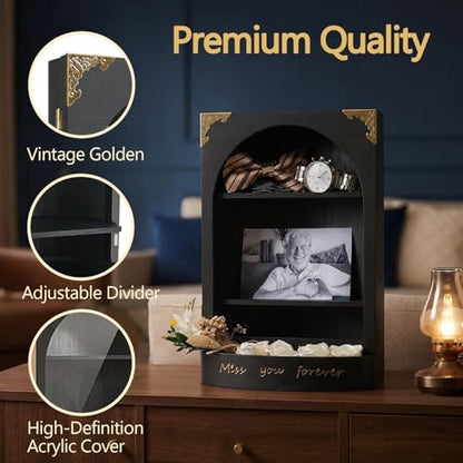 DGWJSU Sympathy Gifts, Keepsake Box, Shadow Boxes Display Cases, Black | Memorial Gifts, Keepsake Box, Sympathy Gift for Loss of Loved One, Celebration of Life Memorial, Bereavement Gifts - color: Black