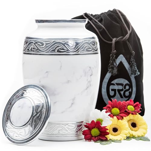 GR8 Keepsakes White Marble-Finish Cremation Urn for Human Ashes Adult - color: White