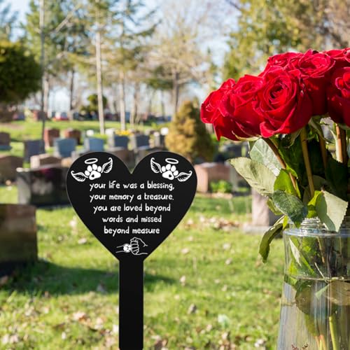 Pet Memorial Remembrance Plaque Stake for Cemetery, Grave Decorations for Loss of Dog Cat Labrador Bulldog Yard Garden Sympathy Decor Acrylic Grave Stake
