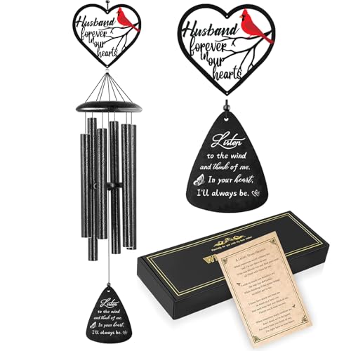 Memorial Gifts for Loss of Husband, 32" Cardinal Memorial Wind Chimes for Loss of Husband, Sympathy Wind Chimes Gifts in Memory of Husband
