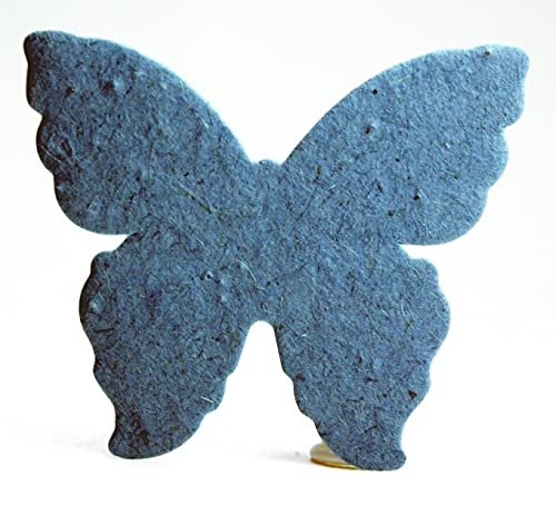 Bulk Seed Paper Butterfly Set of 100 with Recycled fibers and Petals 3 inch Wingspan (Blue 34s) - color: Blue 34s