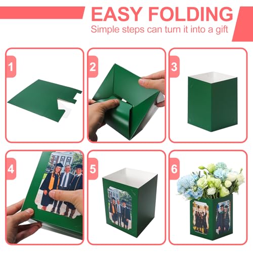 15 Pack Graduation Box Centerpieces for Table 6/7 In Photo Display - color: Green