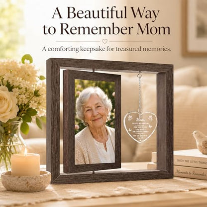Memorial Gifts for Loss of Mom, Sympathy Gift for Loss of Mother Picture Frame, In Memory of Mom Bereavement Remembrance Funeral Condolence Gift, Rotating Mother Memorial Frame Display Two 4x6 Photos - size: Mom